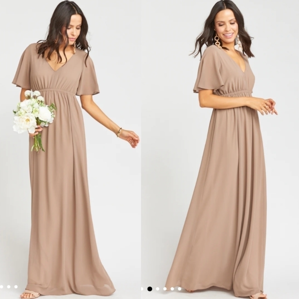 Show Me Your Mumu Emily Empire Women's Medium dune chiffon Golden 6